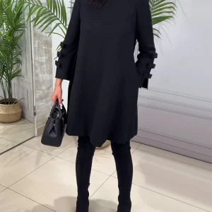 A-lijn Jurk Voor Vrouwen Met Speelse Mouwstrikdetails – MONIQUE ELEGANCE