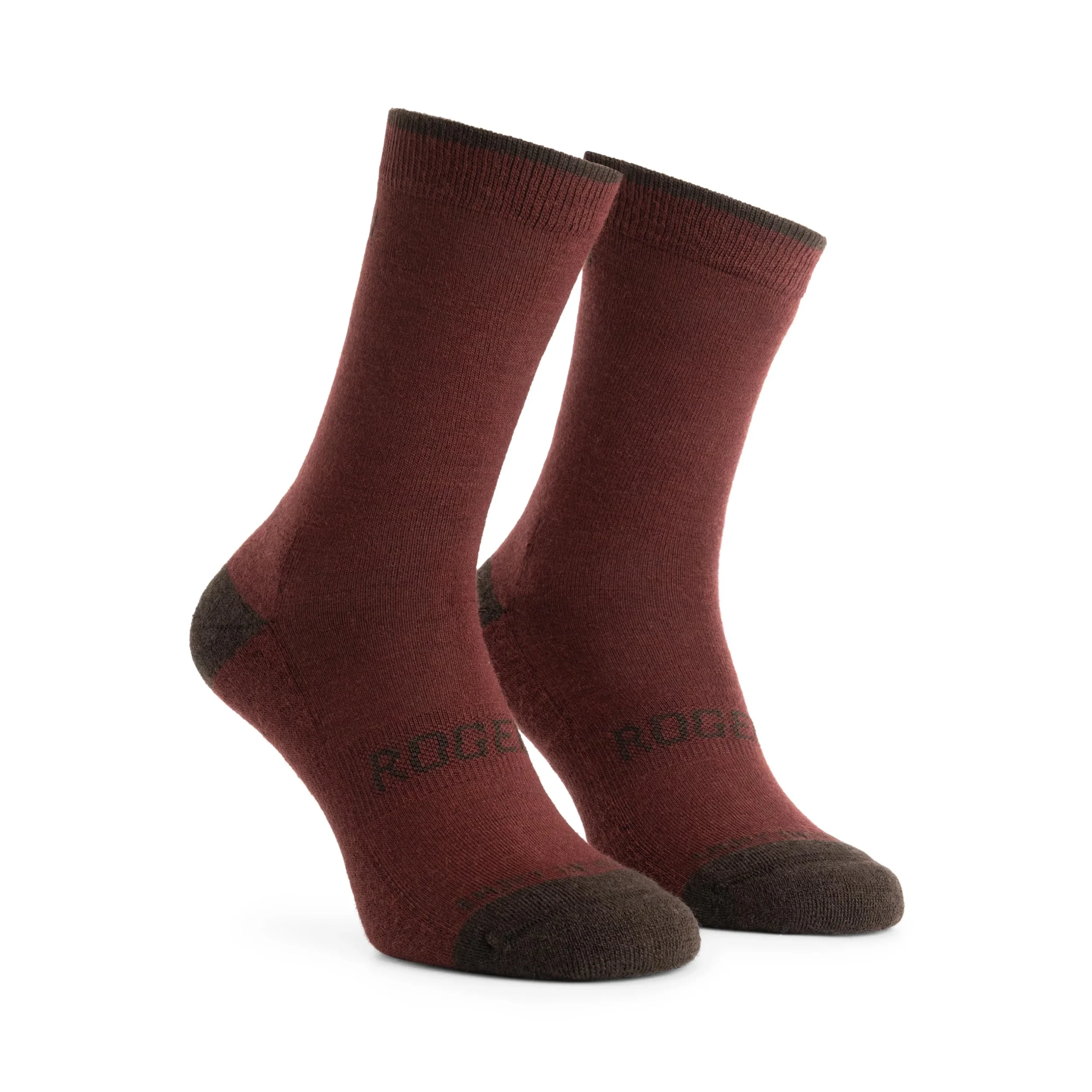 2-Pack Merino Wol Winter Fietssokken - Bordeaux/Bruin - Afbeelding 6