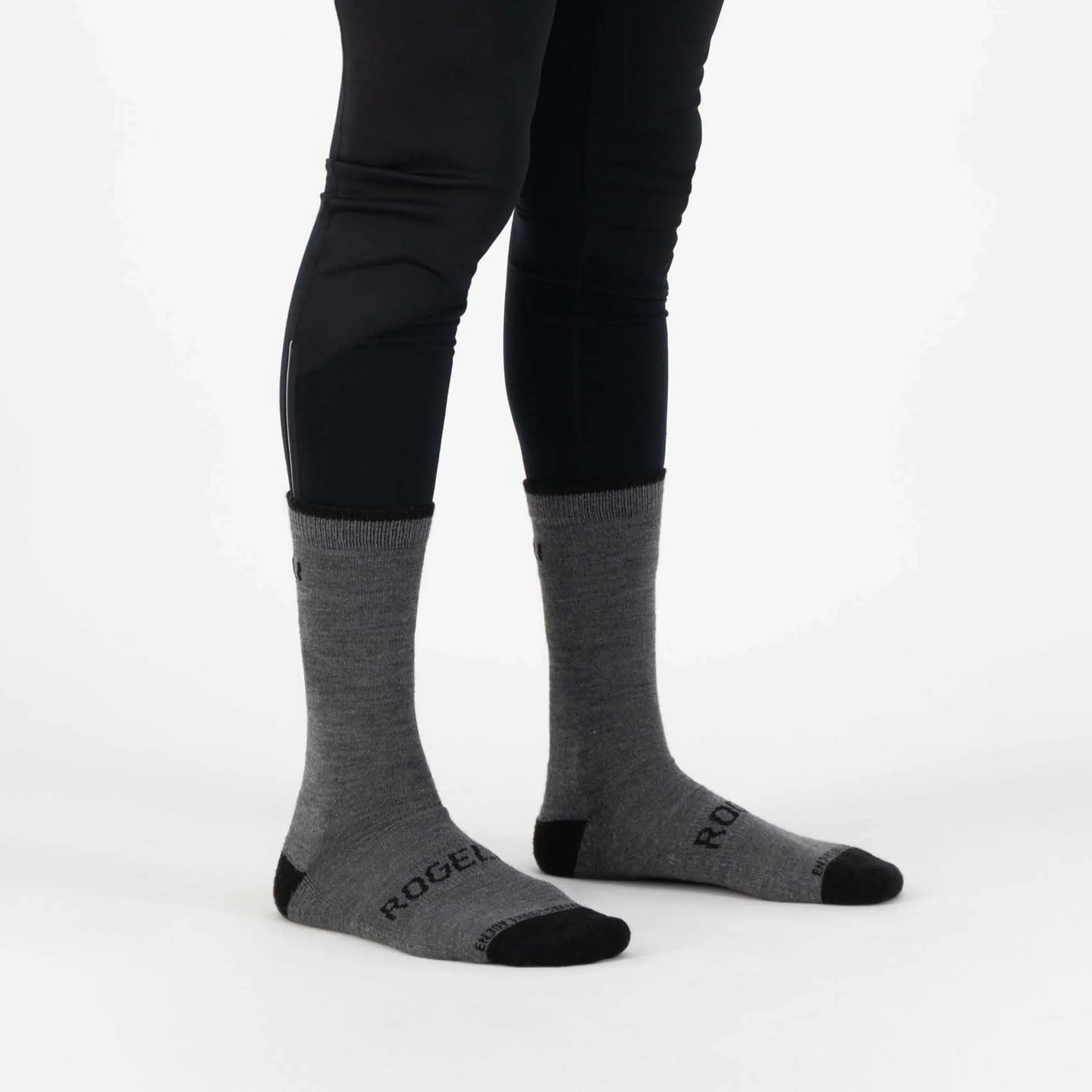 2-Pack Merino Wol Winter Fietssokken - Zwart/Grijs - Afbeelding 5