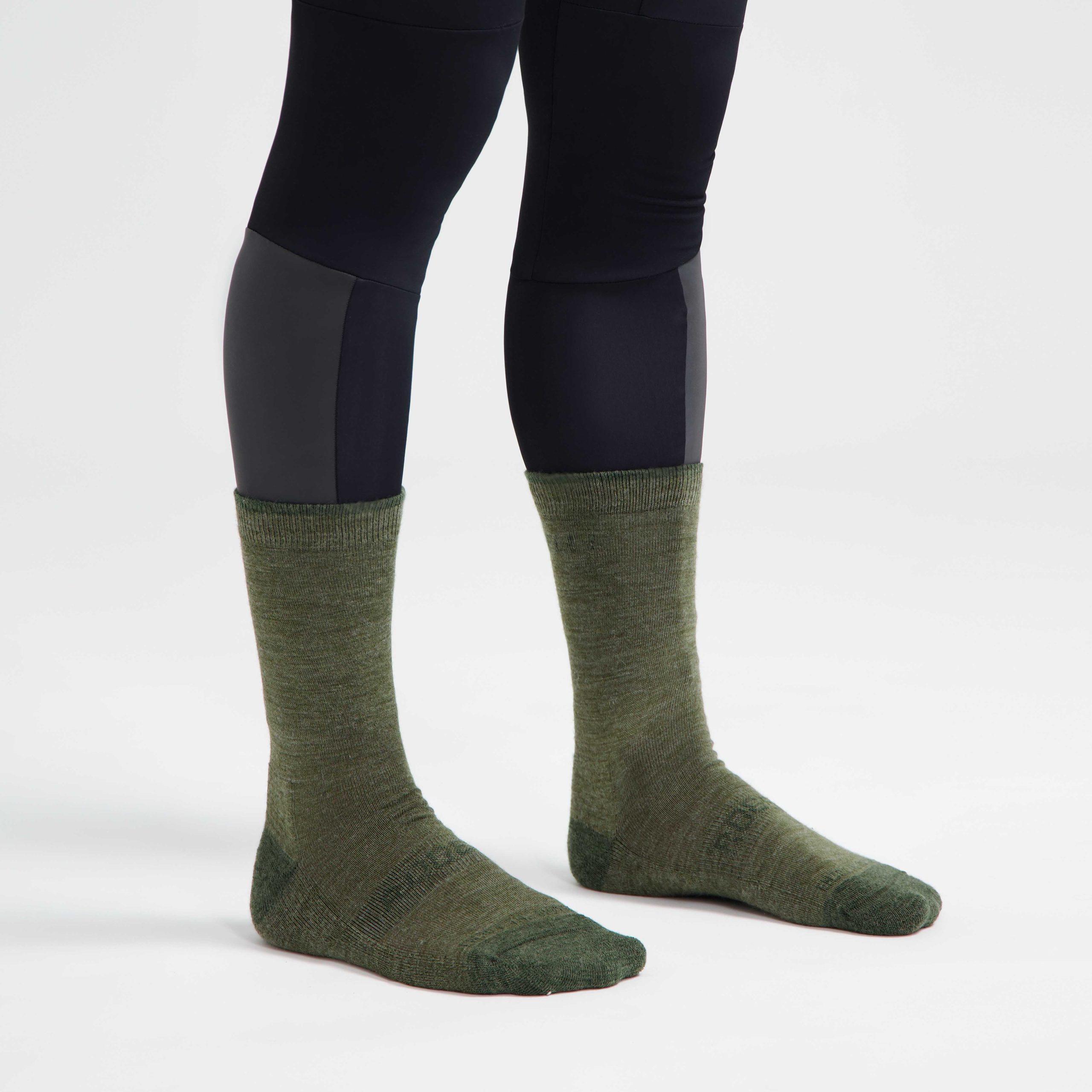 2-Pack Merino Wol Winter Fietssokken - Legergroen/Taupe - Afbeelding 5