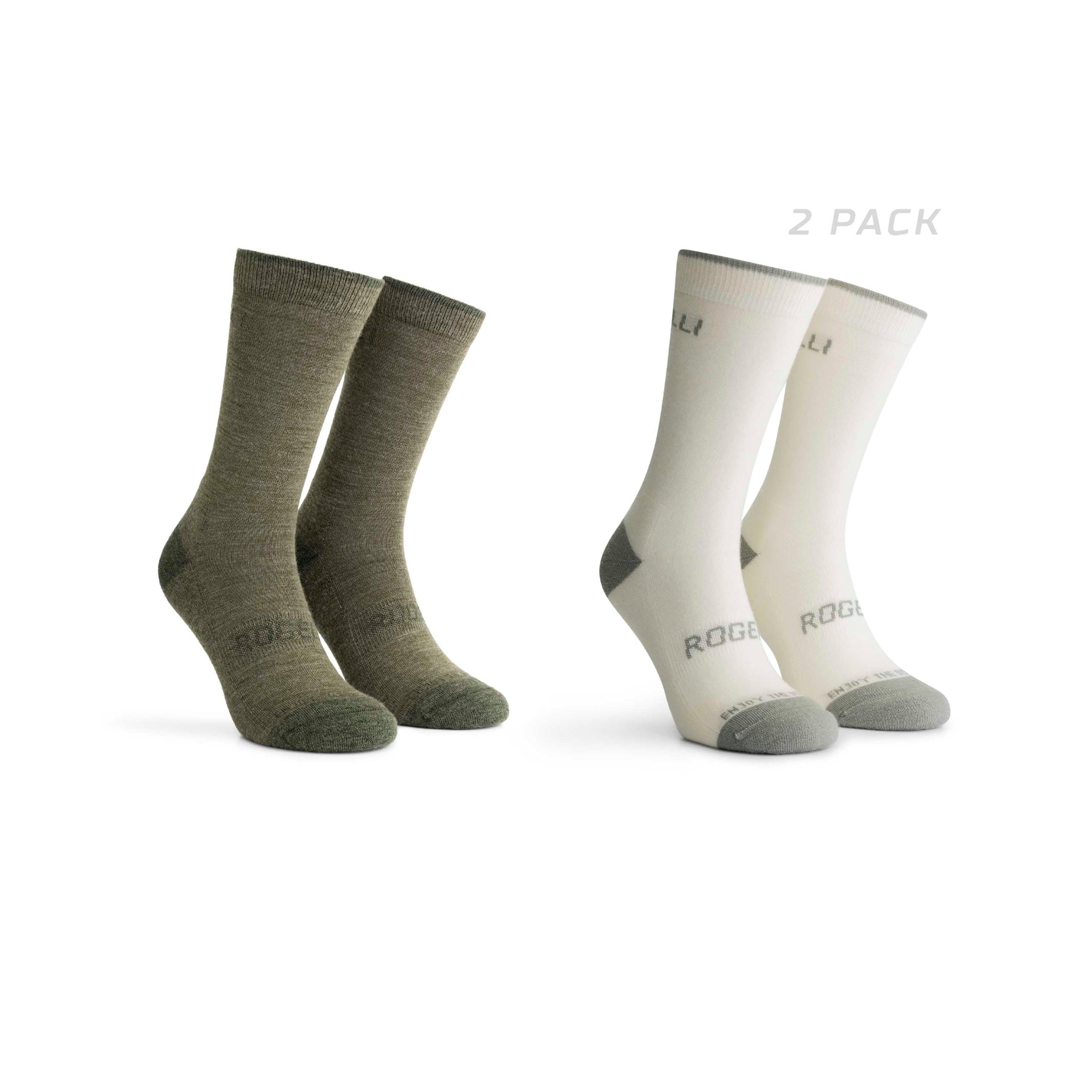 2-Pack Merino Wol Winter Fietssokken - Legergroen/Taupe - Afbeelding 2