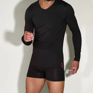 Zwarte Slim Fit Longsleeve V-Hals Volcano Ash